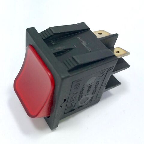 Rocker Switch Rect. Red Lit  Push On Auto return