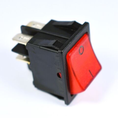 Rocker Switch Rect. 30 x 22mm Red Lit Black Nos