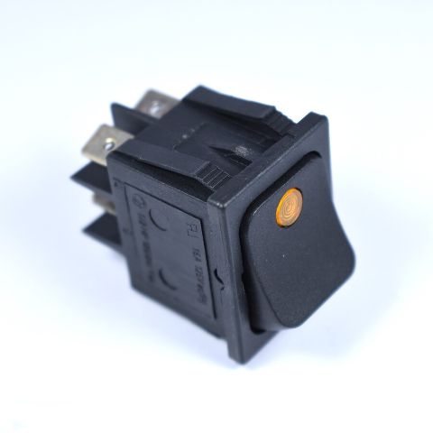 Rocker Switch Rect. 30 x 22mm Black/Orange LED