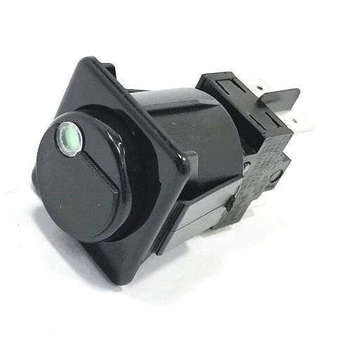 Switch on/off Sq.Black Rnd Button Green/Orange Dot